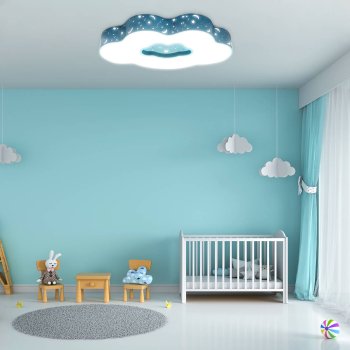 DECORATIVI Lampa do pokoju dziecka na pilota sufitowa LED niebieskie chmury 52W 410