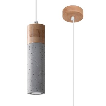 Lampa wisząca ZANE 1 beton drewno SL.0965 - Sollux