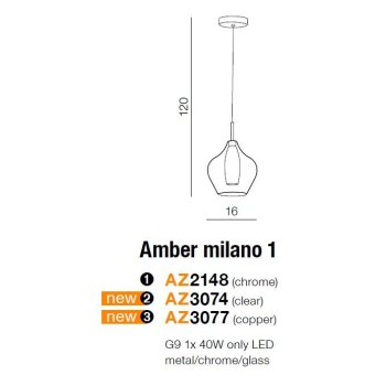 Azzardo Lampa designerska Amber Milano 1 AZ3074-