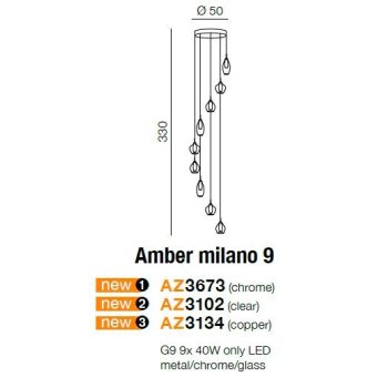 Azzardo Lampa designerska Amber Milano 9 AZ3102-