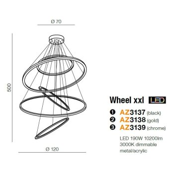 Azzardo Lampa designerska Wheel XXL DIMM AZ3137-