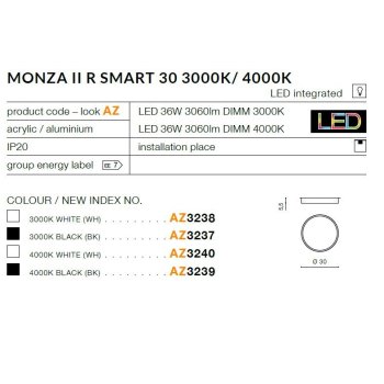 Azzardo Lampa sufitowa Monza II R SMART 30 3000K AZ3237-