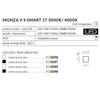 Azzardo Lampa sufitowa Monza II S SMART 17 3000K AZ3257-