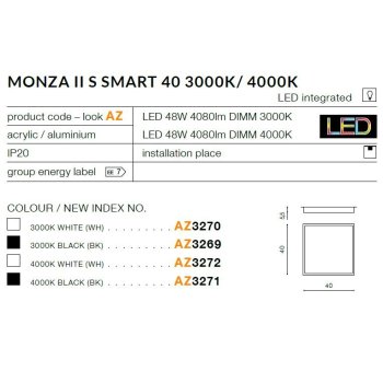 Azzardo Lampa sufitowa Monza II S SMART 40 4000K AZ3271-
