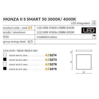 Azzardo Lampa sufitowa Monza II S SMART 50 3000K AZ3273-