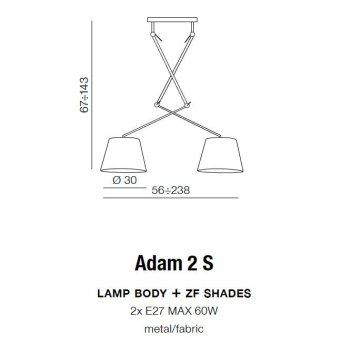 Lampa designerska ADAM 2 S AZ1842 + AZ2588 Azzardo