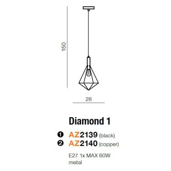 Azzardo Lampa designerska DIAMOND 1 AZ2139