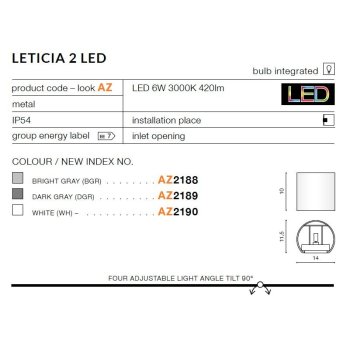Azzardo Lampa ścienna LETICIA 2 LED AZ2189