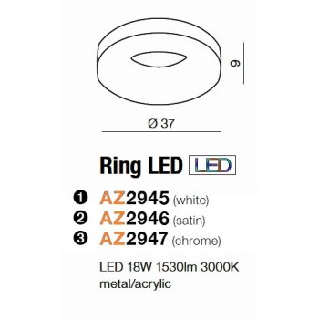 Azzardo Lampa sufitowa salon RING LED AZ2945