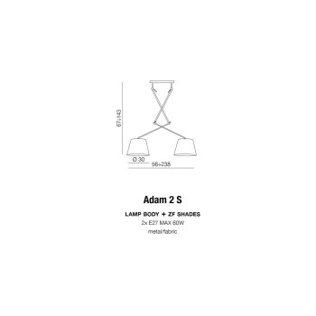 Lampa designerska ADAM 2 S BLACK PENDANT AZ1842 + AZ2586 Azzardo