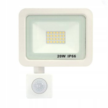 DECORATIVI Naświetlacz HALOGEN biały LED czujnik ruchu 20W B.ZIMNA 6000K 333