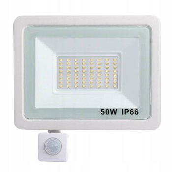 DECORATIVI Naświetlacz HALOGEN biały LED czujnik ruchu 50W zimna 6000K 335