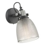 Ismet Wall Light Black Polished Chrome And Textured Glass