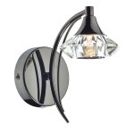 Luther Single Wall Bracket complete with Crystal Glass Black Chrome