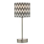 Ziggy Table Lamp Satin Nickel With Cotton Shade